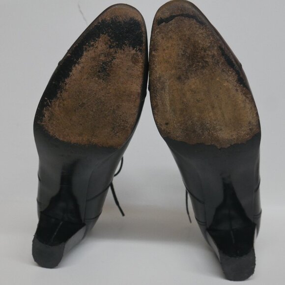 Robert Clergerie Black Butter Leather Lace-Up Ankle Boots Almond Toe France - Picture 9 of 16